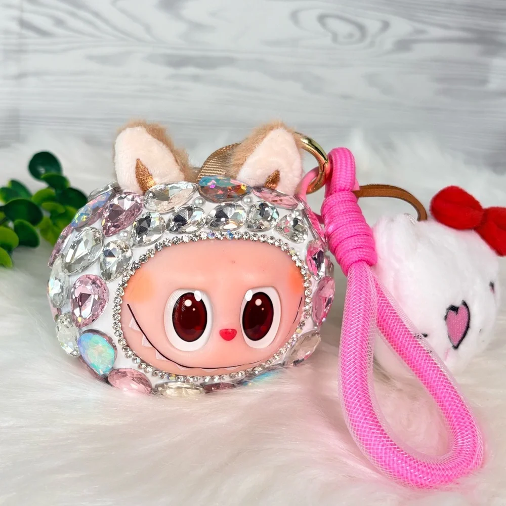 Sparkling Crystal Plush Monster Character Keychain/Bag Charm‎